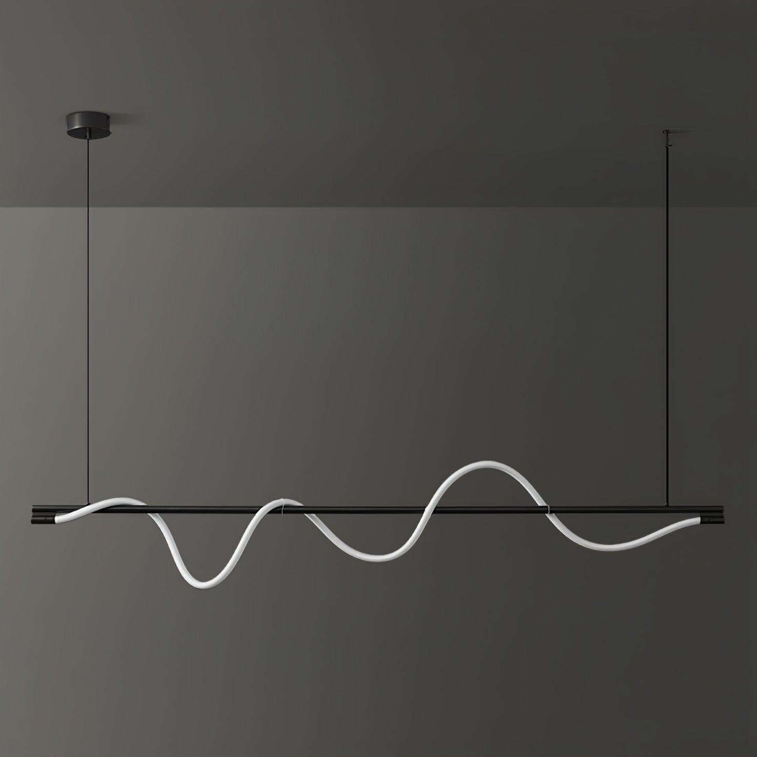 Modern Wave LED Linear Pendant Light for Kitchen Island and Office