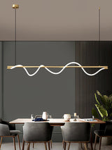 Modern Wave LED Linear Pendant Light for Kitchen Island and Office
