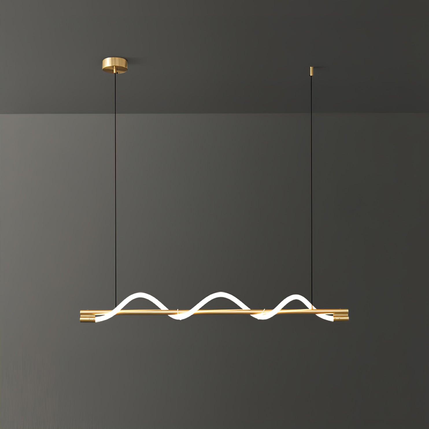 Modern Wave LED Linear Pendant Light for Kitchen Island and Office