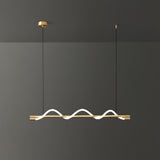 Modern Wave LED Linear Pendant Light for Kitchen Island and Office