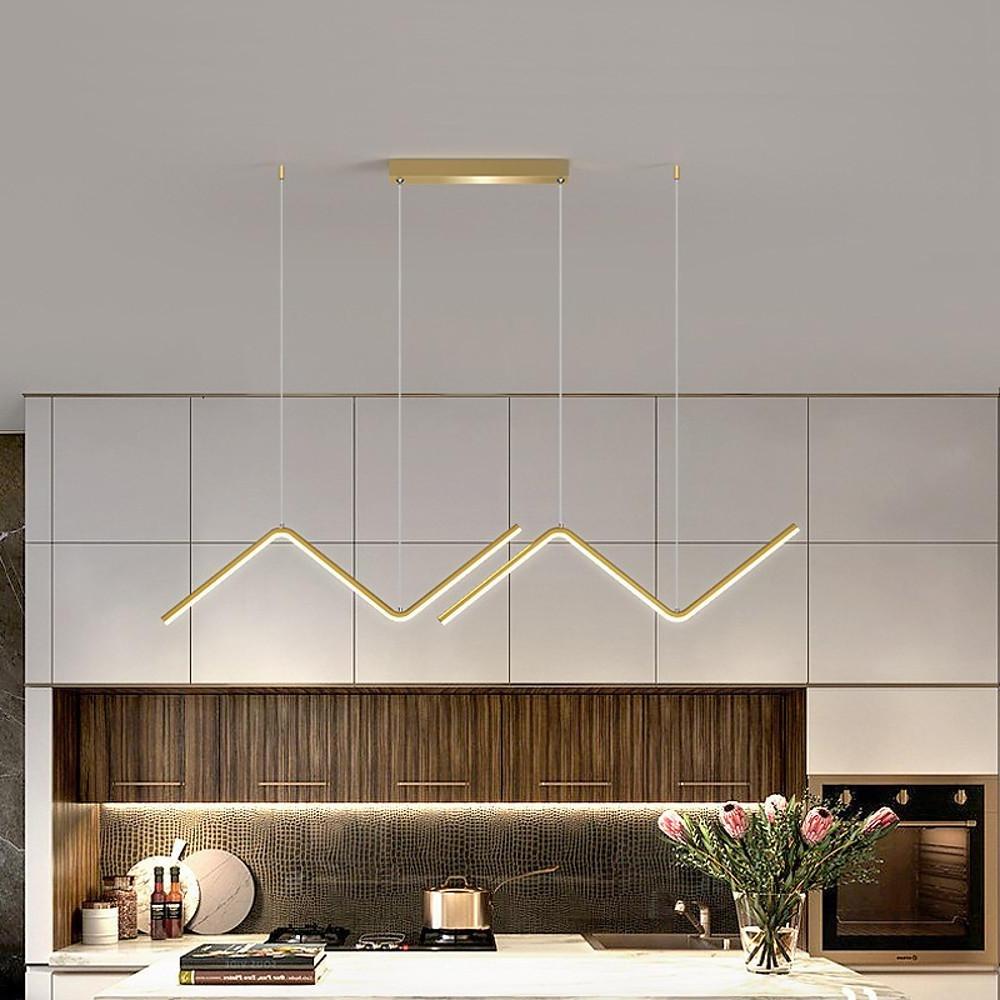 Modern Wave LED Pendant Light Dimmable Linear Kitchen Island Lighting for Dining Room Office