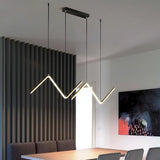 Modern Wave LED Pendant Light Dimmable Linear Kitchen Island Lighting for Dining Room Office