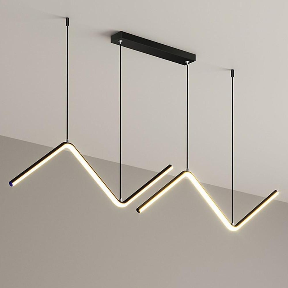 Modern Wave LED Pendant Light Dimmable Linear Kitchen Island Lighting for Dining Room Office