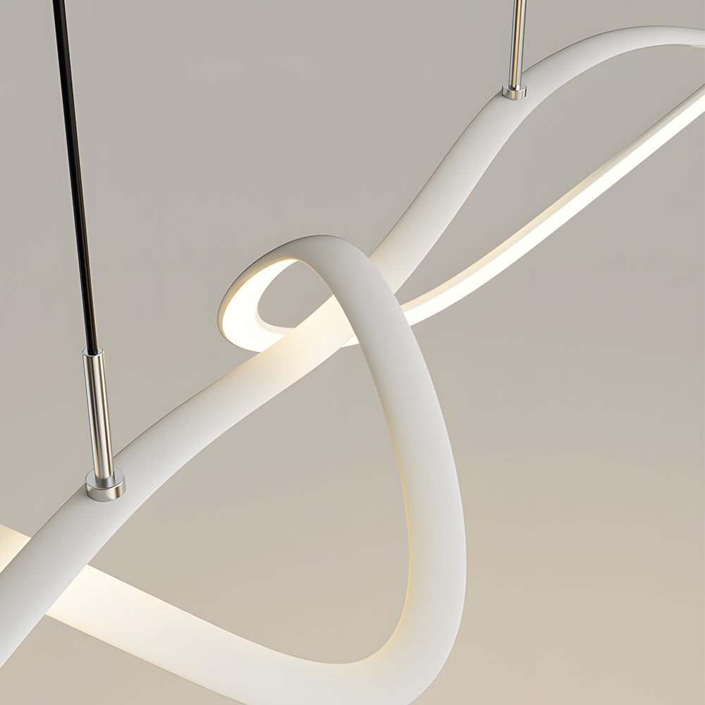 Modern Wave Line LED Chandelier Dimmable Pendant Light with Remote for Dining Room