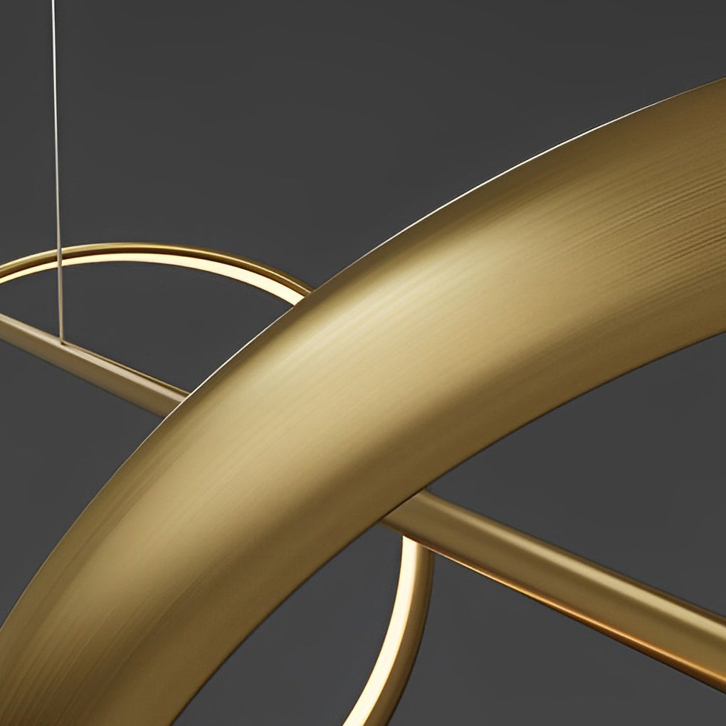Modern Wave Linear LED Pendant Light Copper Minimalist Dining Room Island Chandelier