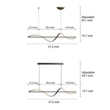 Modern Wave Linear LED Pendant Light Copper Minimalist Dining Room Island Chandelier