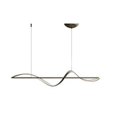 Modern Wave Linear LED Pendant Light Copper Minimalist Dining Room Island Chandelier