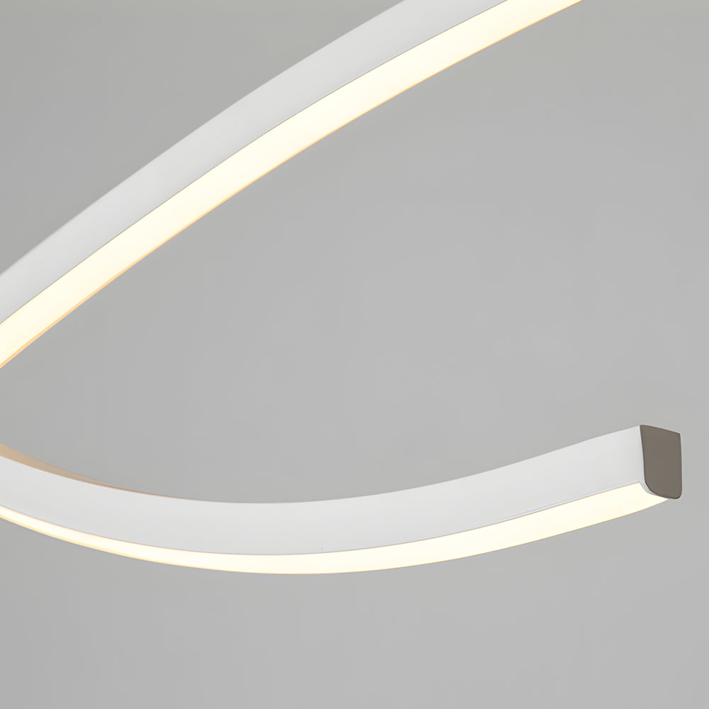 Modern Wave Linear LED Pendant Light Dimmable Hanging Chandelier for Kitchen Island