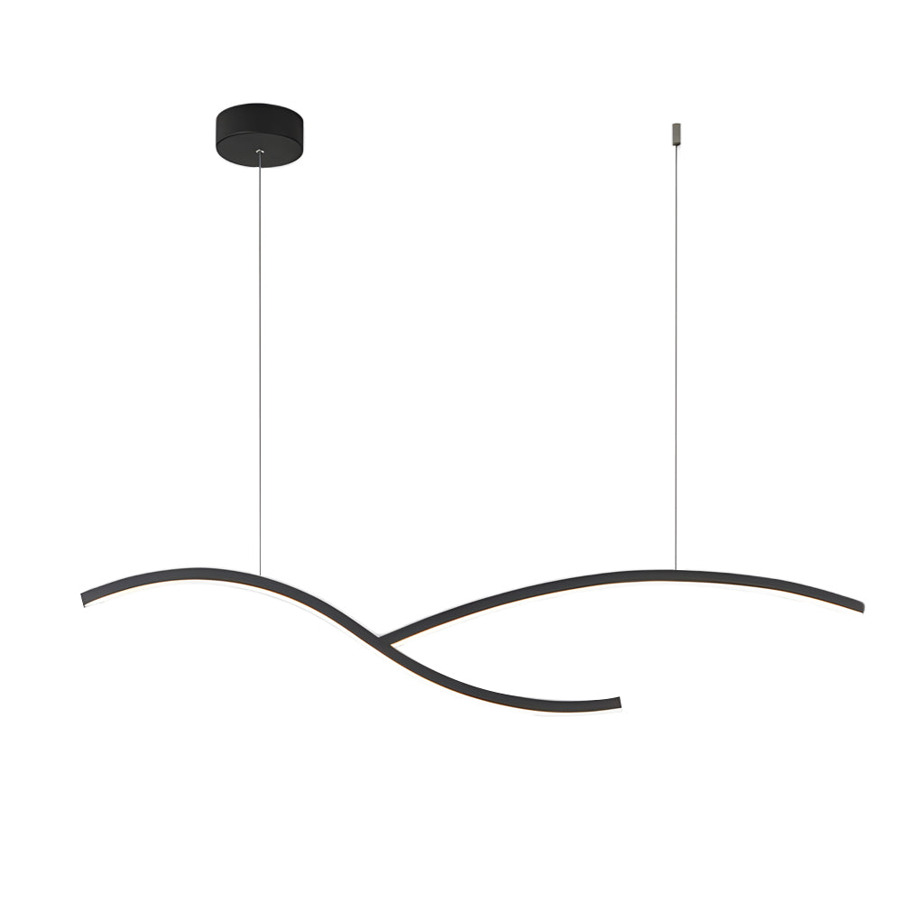 Modern Wave Linear LED Pendant Light Dimmable Hanging Chandelier for Kitchen Island