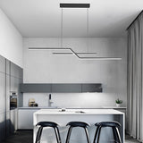 Modern Wave Linear LED Pendant Light Three Step Dimming Minimalist Chandelier for Dining Room Kitchen