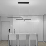 Modern Wave Linear LED Pendant Light Three Step Dimming Minimalist Chandelier for Dining Room Kitchen