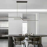 Modern Wave Linear LED Pendant Light Three Step Dimming Minimalist Chandelier for Dining Room Kitchen