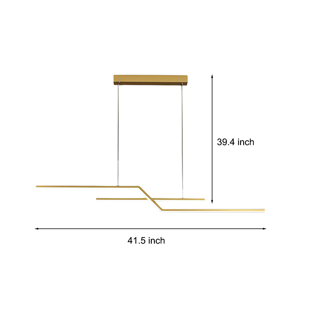 Modern Wave Linear LED Pendant Light Three Step Dimming Minimalist Chandelier for Dining Room Kitchen