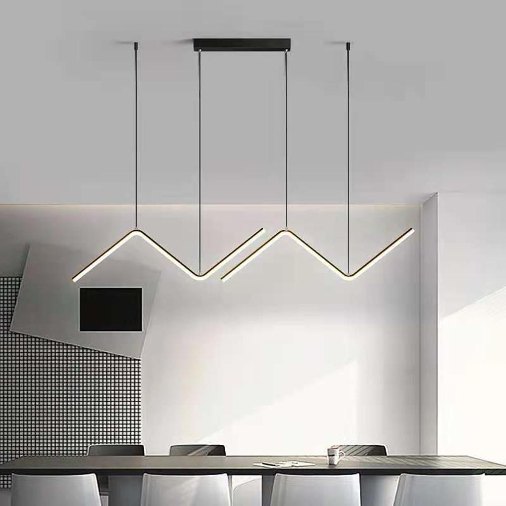 Modern Wave Linear Pendant Lighting Nordic Zigzag LED Hanging Fixture for Dining Table