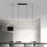 Modern Wave Linear Pendant Lighting Nordic Zigzag LED Hanging Fixture for Dining Table