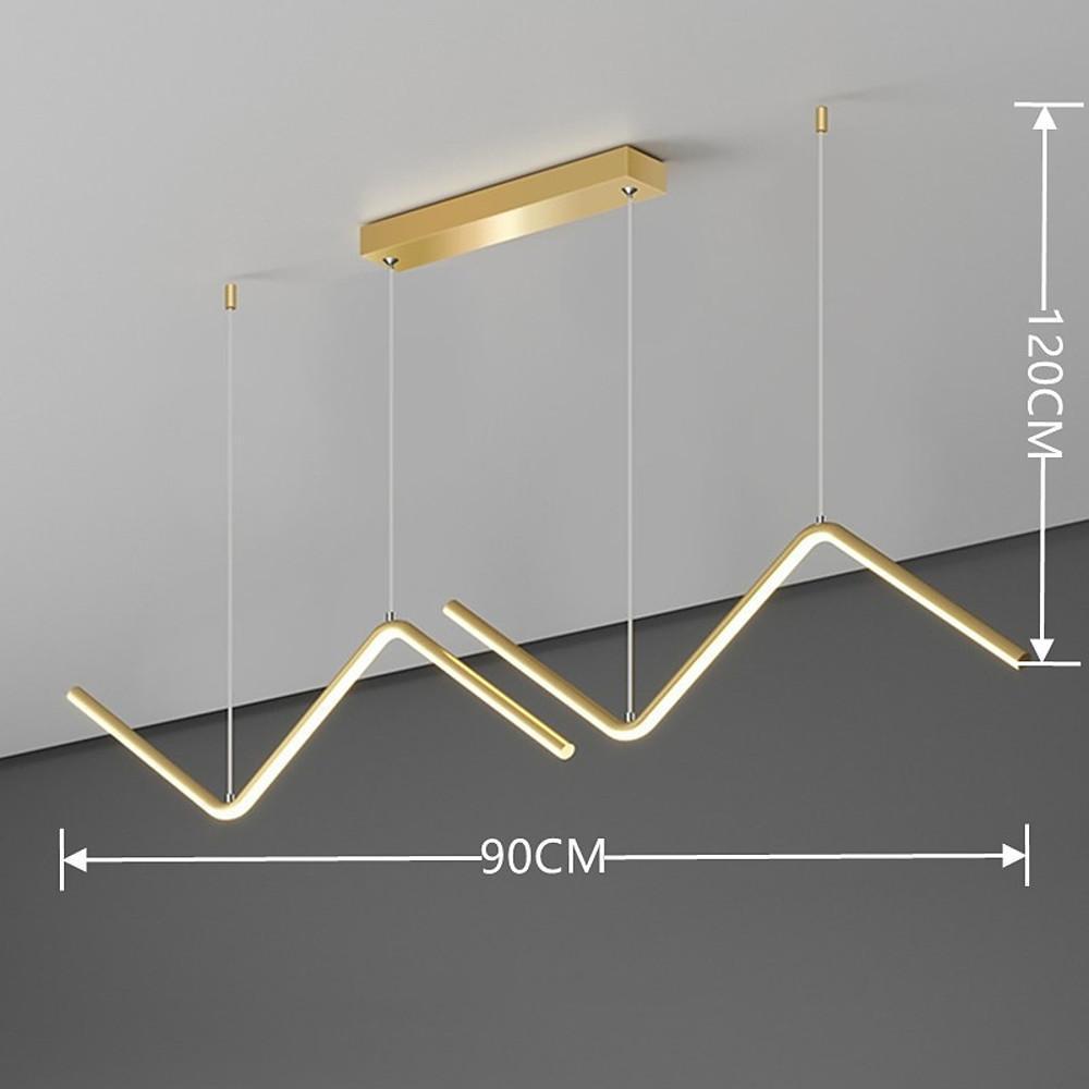 Modern Wave Linear Pendant Lighting Nordic Zigzag LED Hanging Fixture for Dining Table
