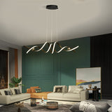Modern Wave Strip LED Pendant Light Dimmable Twisted Nordic Chandelier for Dining Room