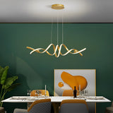Modern Wave Strip LED Pendant Light Dimmable Twisted Nordic Chandelier for Dining Room