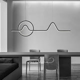 Modern Waves and Circles LED Pendant Light Minimalist Linear Chandelier for Dining Room and Kitchen