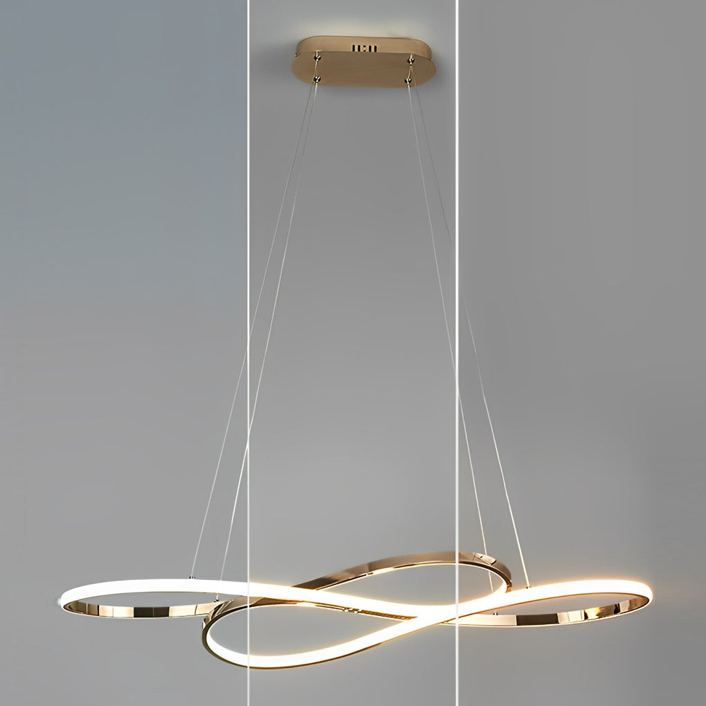 Modern Wavy Double 8 Shaped LED Chandelier Dimmable Nordic Pendant Light for Dining Room and Living Area