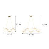 Modern Wavy Gold Linear Island Light with Glass Globe Shades for Dining Room and Kitchen