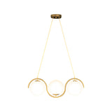 Modern Wavy Gold Linear Island Light with Glass Globe Shades for Dining Room and Kitchen