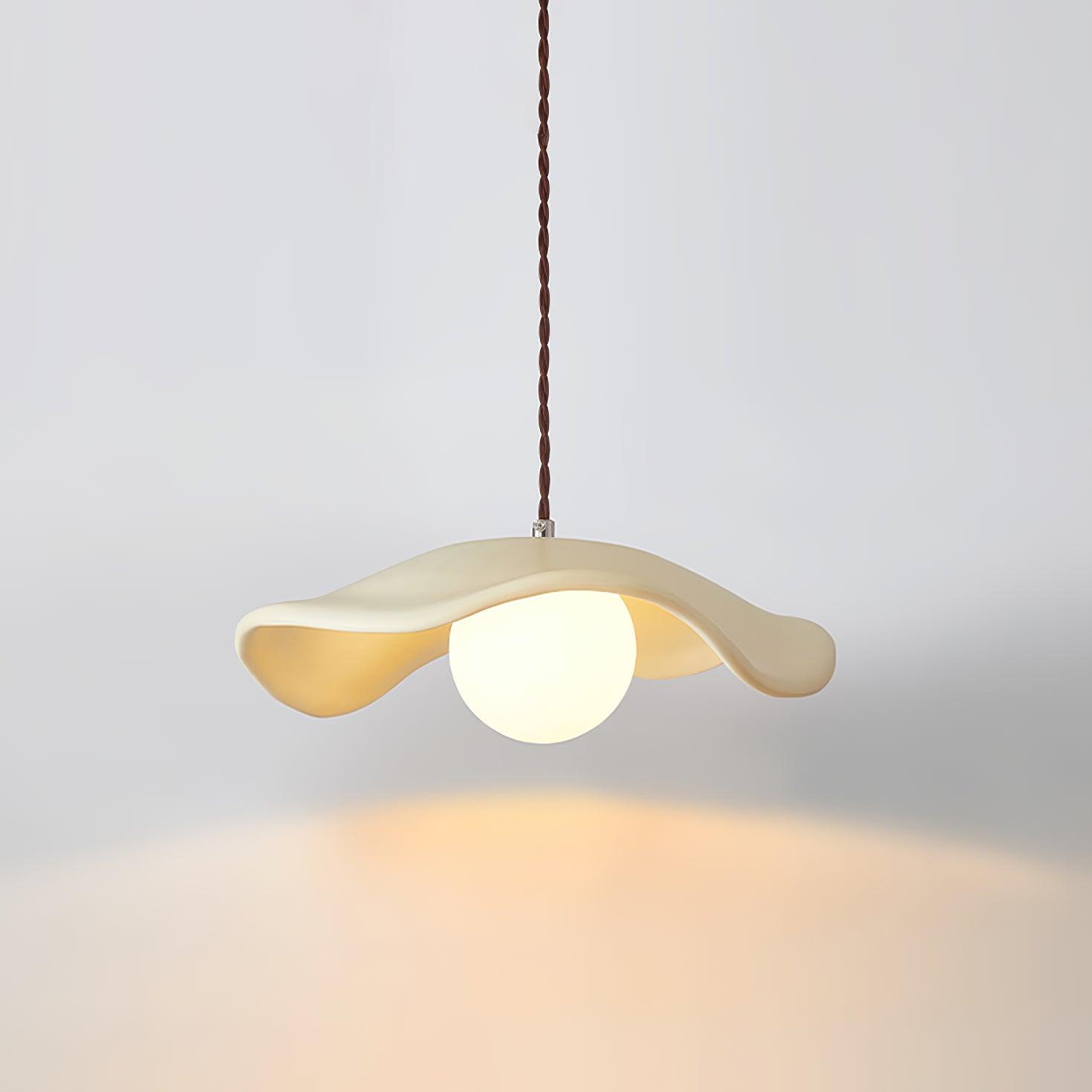 Modern Wavy Hat Resin Pendant Light for Minimalist Interior Decor