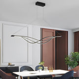 Modern Wavy LED Chandelier Dimmable Nordic Pendant Light with Remote Control for Dining Room Gold and Black
