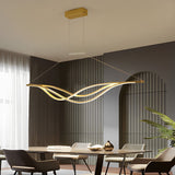 Modern Wavy LED Chandelier Dimmable Nordic Pendant Light with Remote Control for Dining Room Gold and Black
