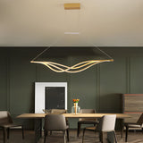 Modern Wavy LED Chandelier Dimmable Nordic Pendant Light with Remote Control for Dining Room Gold and Black