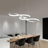 Modern Wavy LED Chandelier Metal and Silica Gel Abstract Curved Strip Pendant Light for Dining Room