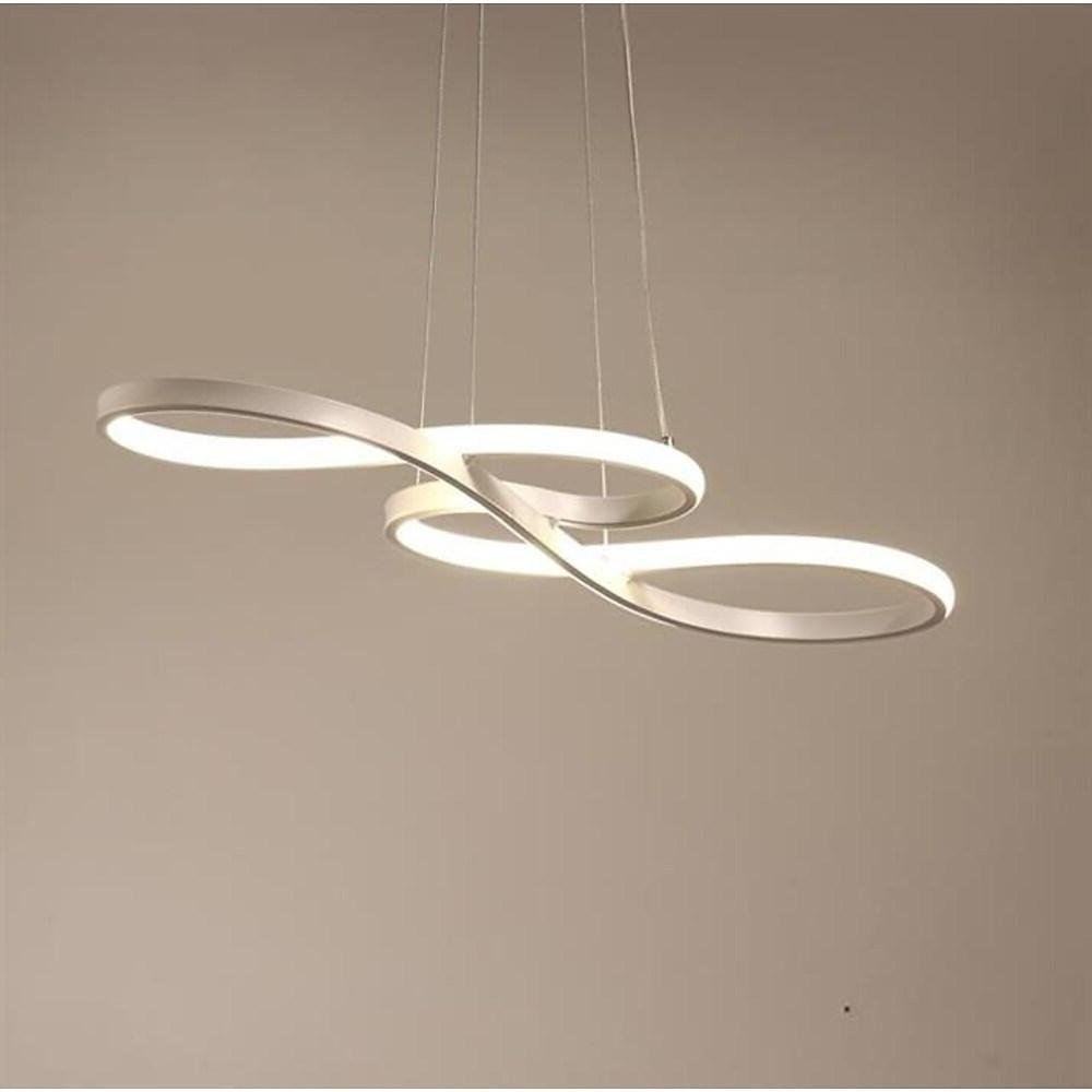 Modern Wavy LED Chandelier Metal and Silica Gel Abstract Curved Strip Pendant Light for Dining Room