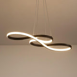 Modern Wavy LED Chandelier Metal and Silica Gel Abstract Curved Strip Pendant Light for Dining Room