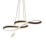 Modern Wavy LED Chandelier Metal and Silica Gel Abstract Curved Strip Pendant Light for Dining Room