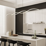 Modern Wavy LED Pendant Light Minimalist Nordic Dining Room Chandelier Adjustable Aluminum Hanging Fixture