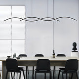 Modern Wavy LED Pendant Light Minimalist Nordic Dining Room Chandelier Adjustable Aluminum Hanging Fixture