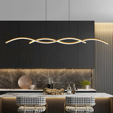 Modern Wavy LED Pendant Light Minimalist Nordic Dining Room Chandelier Adjustable Aluminum Hanging Fixture