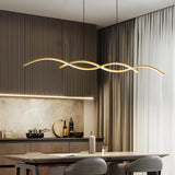 Modern Wavy LED Pendant Light Minimalist Nordic Dining Room Chandelier Adjustable Aluminum Hanging Fixture