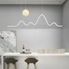 Modern Wavy Linear LED Kitchen Island Pendant Light with 3D Moon Shade 47 Inch