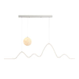 Modern Wavy Linear LED Kitchen Island Pendant Light with 3D Moon Shade 47 Inch