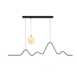 Modern Wavy Linear LED Kitchen Island Pendant Light with 3D Moon Shade 47 Inch