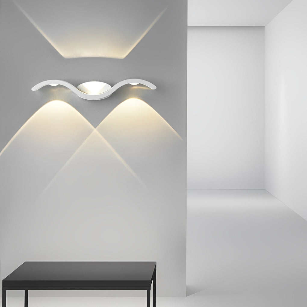 Modern Wavy Seagull LED Outdoor Wall Sconce Waterproof Up and Down Exterior Garden Light