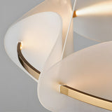 Modern White Acrylic Petal Ring Chandelier with Copper LED Pendant Lighting