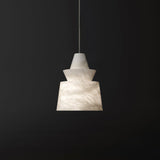 Modern White Alabaster Stone Pendant Light Natural Veining Ceiling Fixture
