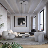 Modern White Alabaster Stone Pendant Light Natural Veining Ceiling Fixture