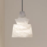 Modern White Alabaster Stone Pendant Light Natural Veining Ceiling Fixture