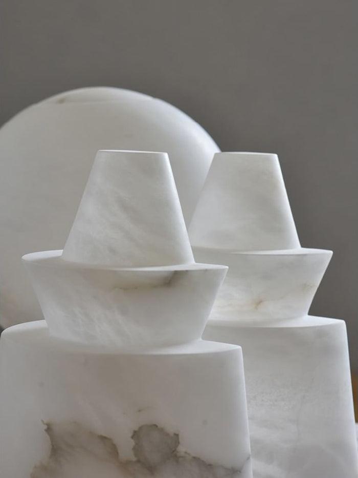 Modern White Alabaster Stone Pendant Light Natural Veining Ceiling Fixture