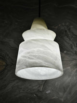 Modern White Alabaster Stone Pendant Light Natural Veining Ceiling Fixture