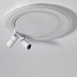 Modern White Arc Flush Mount Ceiling Light with Adjustable Spotlight for Study and Bedroom