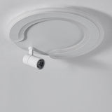 Modern White Arc Flush Mount Ceiling Light with Adjustable Spotlight for Study and Bedroom